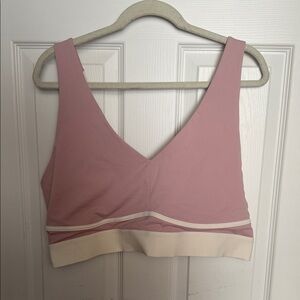 Fabletics Pink and Cream Sports Bra
